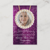 Paarse Glitter Funeral Memorial Prayer Visitekaartje (Voorkant)