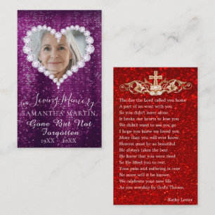 Paarse Glitter Funeral Memorial Prayer Visitekaartje