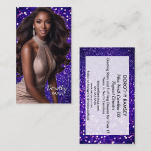 Paarse Glitter Galabal Stijl Foto Zakelijke Kaart Visitekaartje