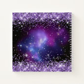 Paarse Glitter Galaxy Cluster Trekking Notitieboek (Achterkant)