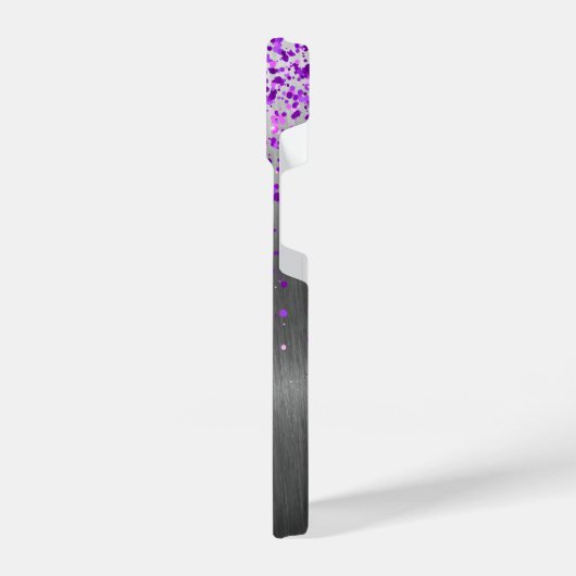 Paarse glitter geborsteld metaal iPhone hoesje (Linkerkant)