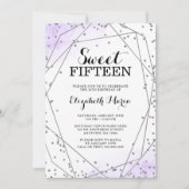 Paarse Glitter Geometric Sweet 15 Quinceañera Kaart (Voorkant)