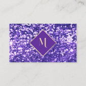 Paarse Glitter Geometrisch Goud Lijst Stijlvol Visitekaartje (Voorkant)