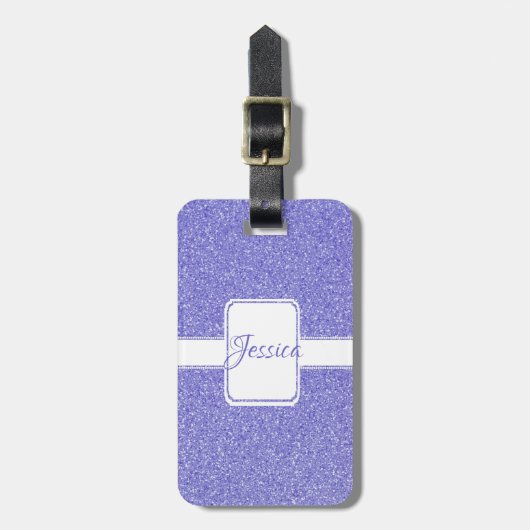 Paarse Glitter Gepersonaliseerd Bagage Label (Voorkant verticaal)