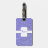 Paarse Glitter Gepersonaliseerd Bagage Label (Achterkant verticaal)