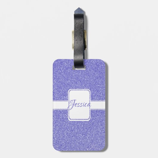 Paarse Glitter Gepersonaliseerd Bagage Label (Achterkant verticaal)