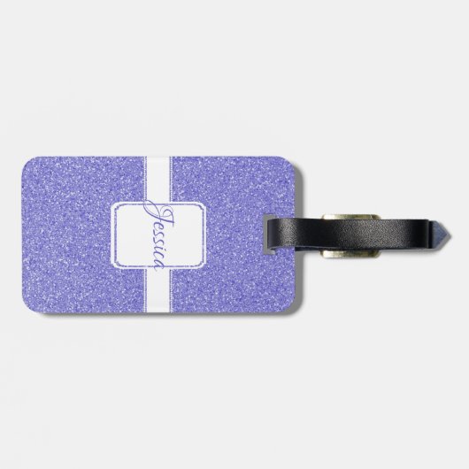 Paarse Glitter Gepersonaliseerd Bagage Label (Achterkant horizontaal)