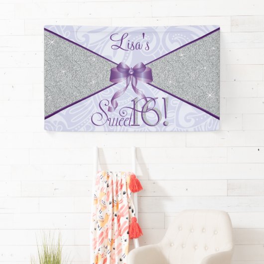 Paarse glitter, gezoet 16 spandoek (Insitu)