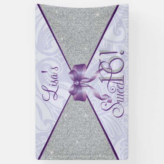 Paarse glitter, gezoet 16 spandoek (Verticaal)