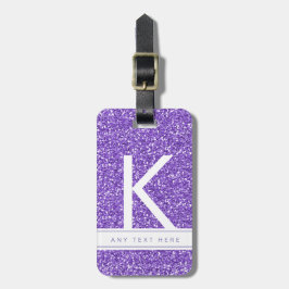 Paarse Glitter Girly Modern Monogrammed Luggage Bagagelabel