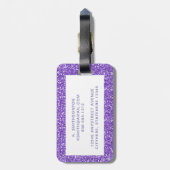 Paarse Glitter Girly Modern Monogrammed Luggage Bagagelabel (Achterkant verticaal)