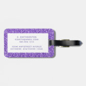 Paarse Glitter Girly Modern Monogrammed Luggage Bagagelabel (Achterkant horizontaal)