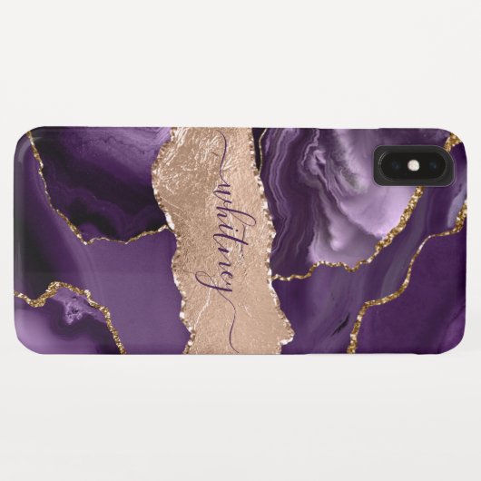 Paarse Glitter Girly Roos Gold Stylish Case-Mate iPhone Case (Achterkant (horizontaal))