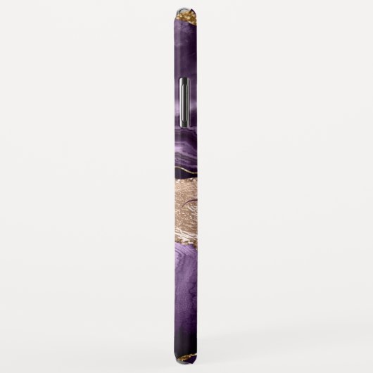 Paarse Glitter Girly Roos Gold Stylish Case-Mate iPhone Case (Achterkant/rechts)