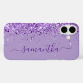 Paarse Glitter Girly Signature Case-Mate iPhone Case (Achterkant (horizontaal))