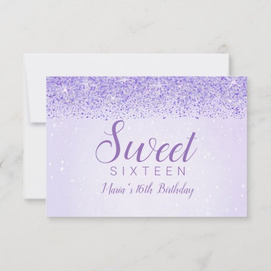 Paarse glitter, glam bedankt kaarten (Achterkant)