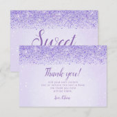 Paarse glitter, glam bedankt kaarten (Voorkant / Achterkant)