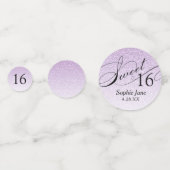 Paarse Glitter Glam Gepersonaliseerde Sweet 16 Confetti (Voorkanten)