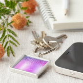 Paarse Glitter Glam Metaal Monogram Naam Sleutelhanger (Zijkant)