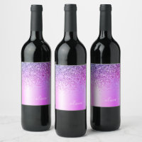 Paarse Glitter Glam Metaal Monogram Naam