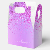 Paarse Glitter Glam Metal Monogram Naam Bedankdoosjes (Geopend)