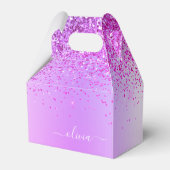 Paarse Glitter Glam Metal Monogram Naam Bedankdoosjes (Voorkant Zijde)