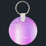 Paarse Glitter Glam Metal Monogram Naam Sleutelhanger<br><div class="desc">Paarse Faux Folie Metallic Sparkle Glitter Borhed Metal Monogram Name Keychains (Sleutelhanger). Dit maakt de perfecte liefhebbende 16 verjaardag,  bruiloft,  vrijgezellenfeest,  verjaardagsdag,  baby shower of vrijgezellenfeest voor iemand die van luxe glam en stijl houdt.</div>