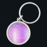 Paarse Glitter Glam Metal Monogram Naam Sleutelhanger<br><div class="desc">Paarse Faux Folie Metallic Sparkle Glitter Borhed Metal Monogram Name Keychains (Sleutelhanger). Dit maakt de perfecte liefhebbende 16 verjaardag,  bruiloft,  vrijgezellenfeest,  verjaardagsdag,  baby shower of vrijgezellenfeest voor iemand die van luxe glam en stijl houdt.</div>
