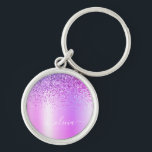 Paarse Glitter Glam Metal Monogram Naam Sleutelhanger<br><div class="desc">Paarse Faux Folie Metallic Sparkle Glitter Borhed Metal Monogram Name Keychains (Sleutelhanger). Dit maakt de perfecte liefhebbende 16 verjaardag,  bruiloft,  vrijgezellenfeest,  verjaardagsdag,  baby shower of vrijgezellenfeest voor iemand die van luxe glam en stijl houdt.</div>