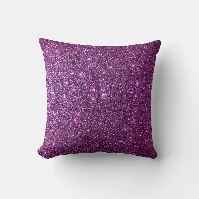 Paarse Glitter Glam Sparkles -Nepontwerp Kussen (Voorkant)
