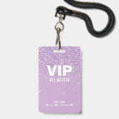 Paarse Glitter Glam VIP All Access Pas Evenement I Badge (Voorzijde met lanyard)
