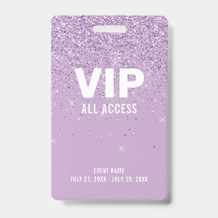 Paarse Glitter Glam VIP All Access Pas Evenement I Badge