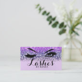 Paarse Glitter Glam Visitekaartjes (Staand voorkant)