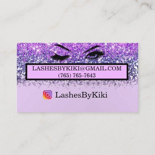 Paarse Glitter Glam Visitekaartjes (Achterkant)