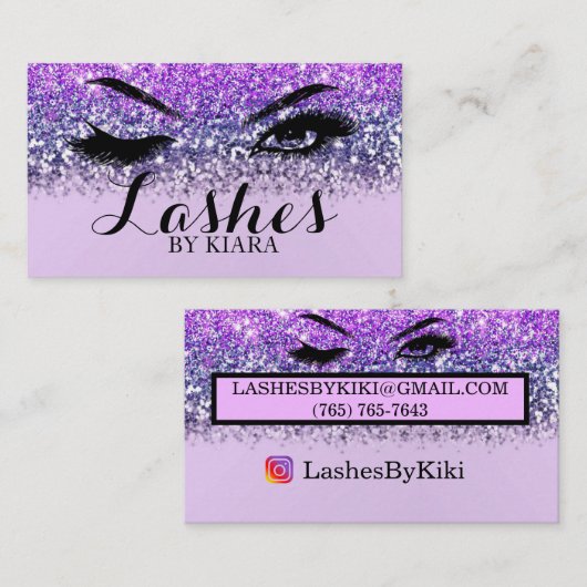 Paarse Glitter Glam Visitekaartjes (Voorkant / Achterkant)