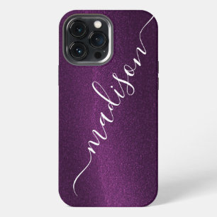 Paarse Glitter Glans Aangepaste Gepersonaliseerde iPhone 13 Pro Max Hoesje