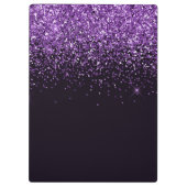 Paarse Glitter Glans & Diamanten Monogram Klembord (Achterkant)