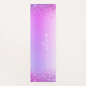 Paarse Glitter Glans Metaal Monogram Naam Yogamat (Voorkant)