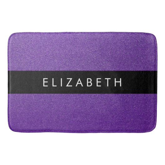 Paarse Glitter, Glitter Achtergrond, Jouw naam Badmat (Voorkant)
