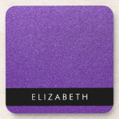 Paarse Glitter, Glitter Achtergrond, Jouw naam Bier Onderzetter (Voorkant)