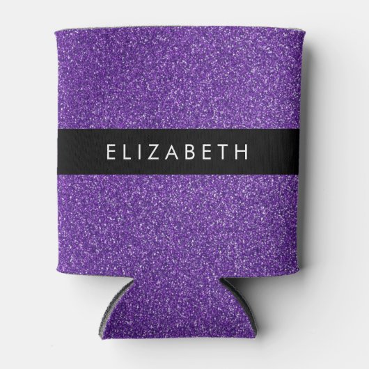 Paarse Glitter, Glitter Achtergrond, Jouw naam Blikjeskoeler (Voorkant)