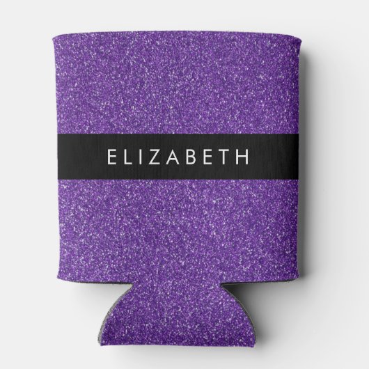 Paarse Glitter, Glitter Achtergrond, Jouw naam Blikjeskoeler (Achterkant)