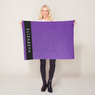 Paarse Glitter, Glitter Achtergrond, Jouw naam Fleece Deken