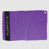 Paarse Glitter, Glitter Achtergrond, Jouw naam Golfhanddoek (Horizontaal)