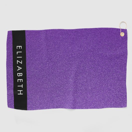 Paarse Glitter, Glitter Achtergrond, Jouw naam Golfhanddoek (Horizontaal)