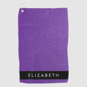 Paarse Glitter, Glitter Achtergrond, Jouw naam Golfhanddoek (Voorkant)