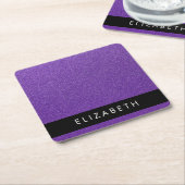 Paarse Glitter, Glitter Achtergrond, Jouw naam Kartonnen Onderzetters (Schuin)