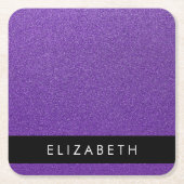 Paarse Glitter, Glitter Achtergrond, Jouw naam Kartonnen Onderzetters (Voorkant)