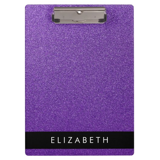 Paarse Glitter, Glitter Achtergrond, Jouw naam Klembord (Voorkant)