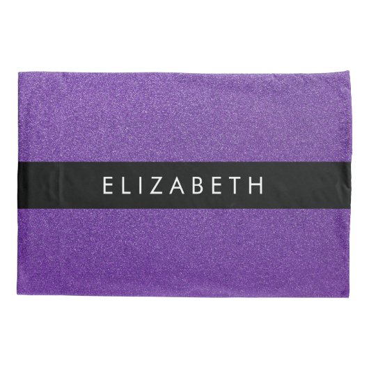Paarse Glitter, Glitter Achtergrond, Jouw naam Kussensloop (Achterkant)